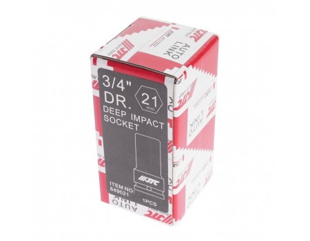 Головка торцевая 3/4" 21мм ударная глубокая L=90мм JTC, JTC-649021
