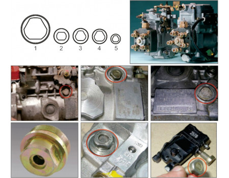 Набор головок для ТНВД специальных (BOSCH) 5 предметов JTC, JTC-4493