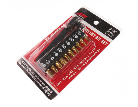 Набор бит 1/4" SL6, PH1-2, TORX, Т10Н-Т40Н с ключом трещоткой 11 предметов JTC, JTC-U11MC
