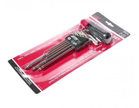 Набор ключей TORX T10Н-Т50H Г-образных с отверстием 9 предметов JTC, JTC-3924