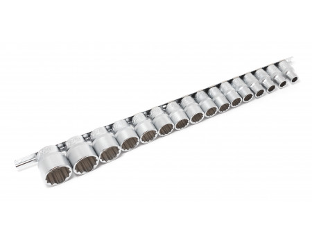 Набор головок 16пр.1/2" (12гр.)(10-19,21,22,24,27,30,32мм) на планке, F-4161-9