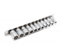 Набор головок 11пр. 1/4"  (12гр.)(4-13мм) на планке