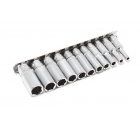 Набор головок глубоких 11пр. 1/4" 6гр.(4,5,5.5,6-13мм), на планке